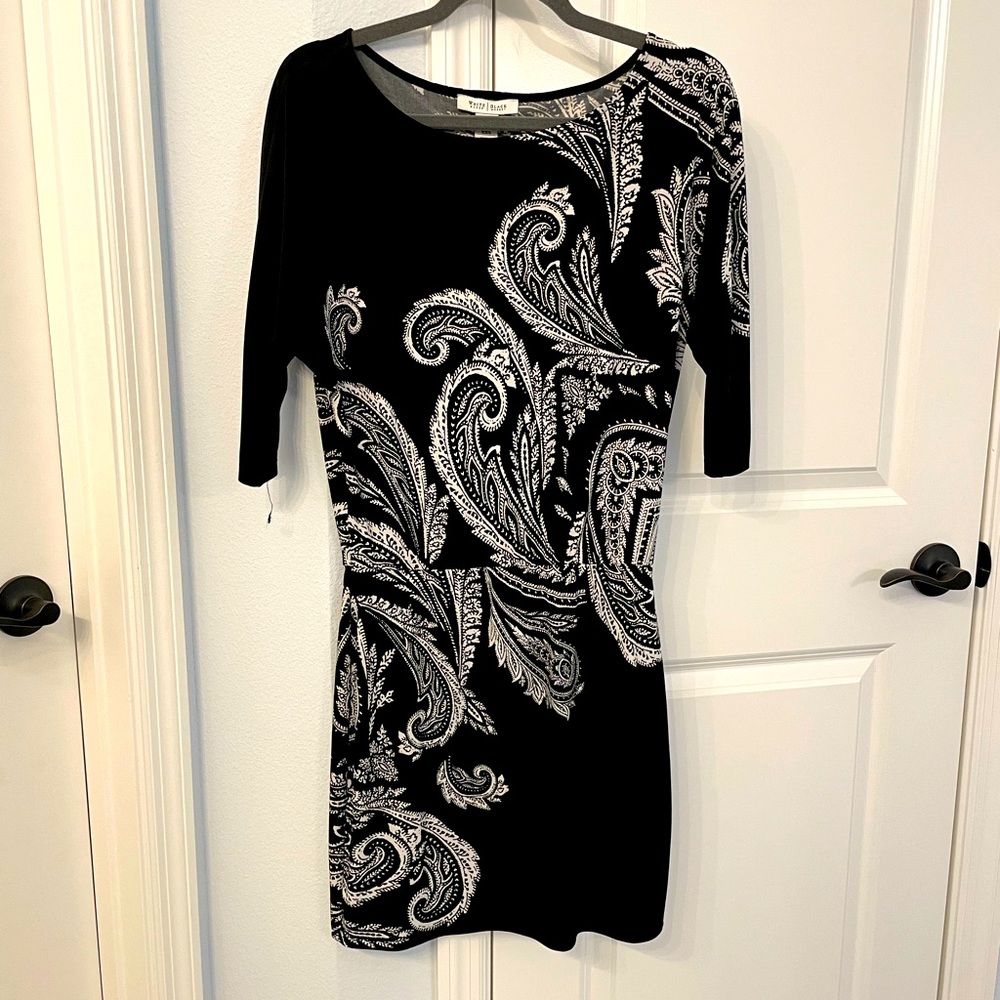 WHBM black and white paisley dress
